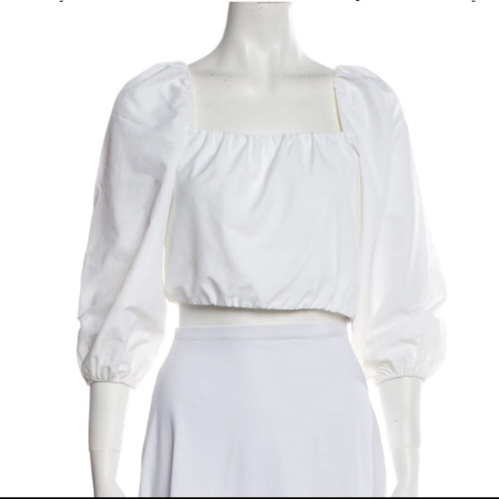 Alice + Olivia  Square Neckline Three-Quarter Sleeve Crop Top  Size: XS